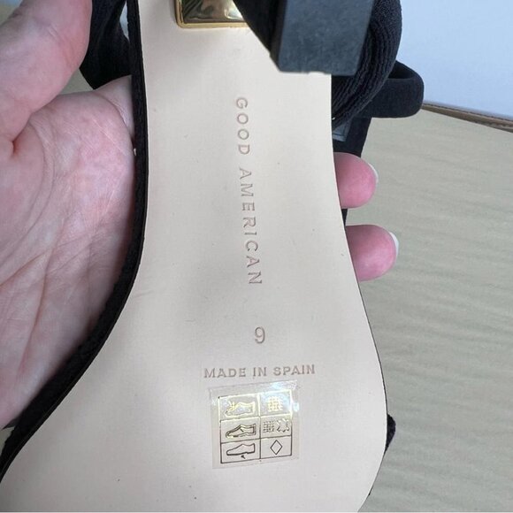 Good American Womens Size 9 Terry Ankle Wrap Sandals Black Stiletto NEW Slide On - Picture 8 of 13